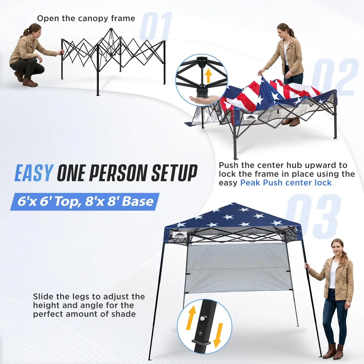 EAGLE PEAK 8x8 Pop Up Canopy Tent, Compact Backpack, American Flag | Easy Setup & UV Protection - view 6