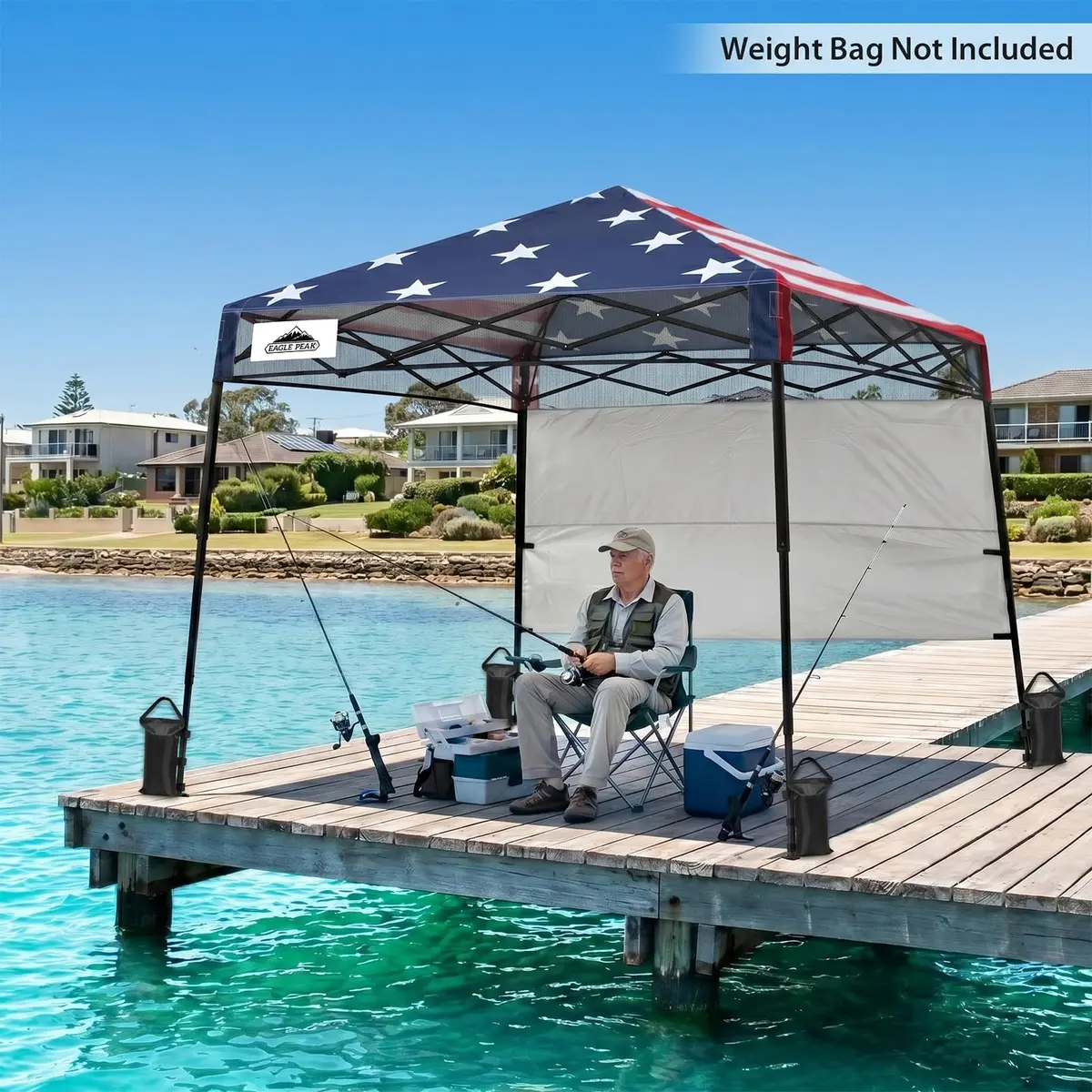 EAGLE PEAK 8x8 Pop Up Canopy Tent, Compact Backpack, American Flag | Easy Setup & UV Protection - view 8