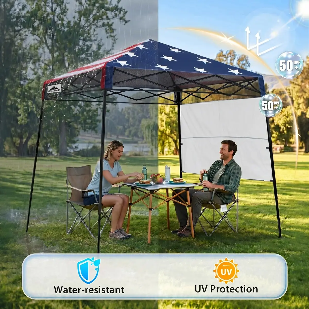 EAGLE PEAK 8x8 Pop Up Canopy Tent, Compact Backpack, American Flag | Easy Setup & UV Protection - view 4