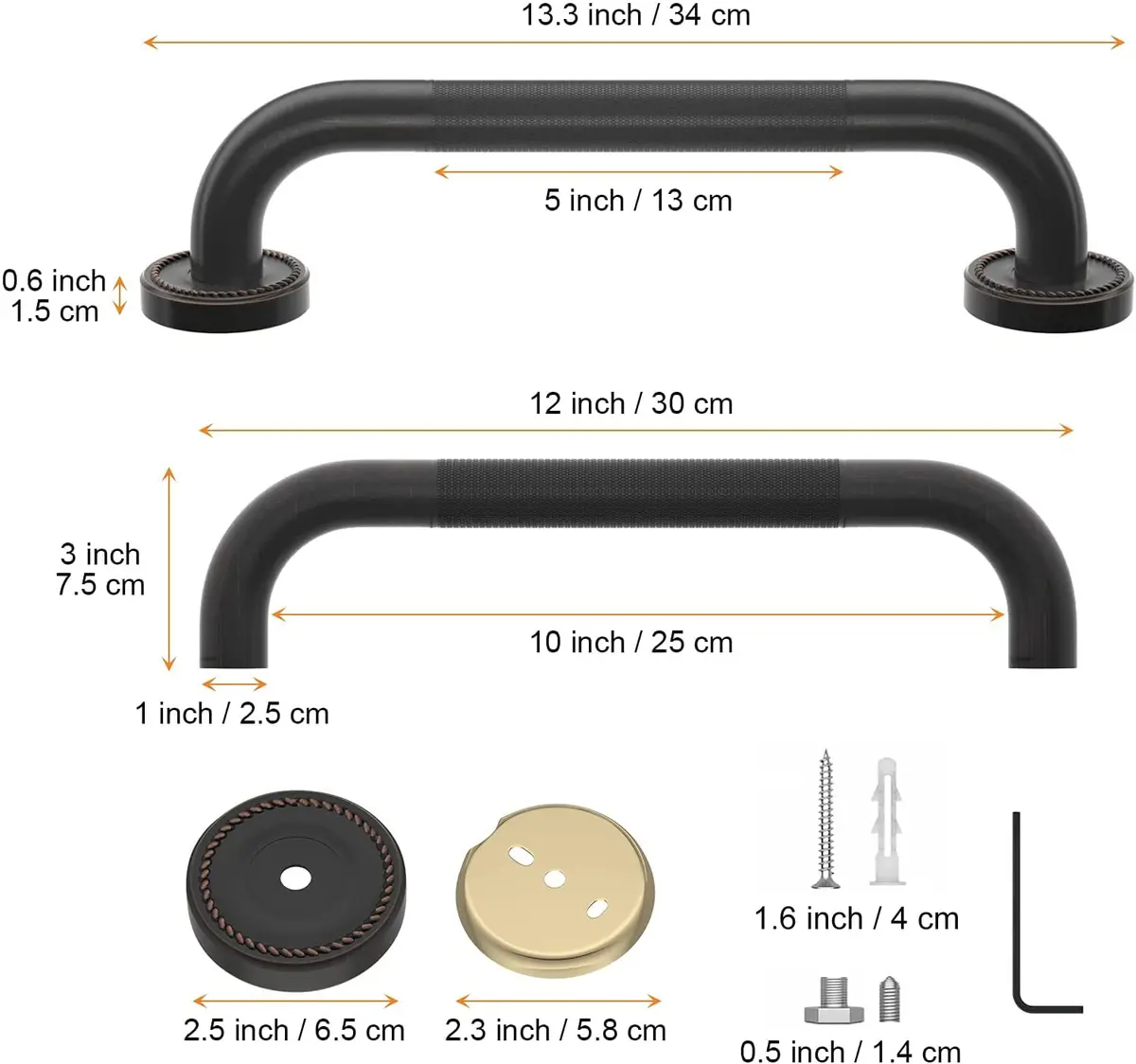 ZUEXT 12 Inch Oil Rubbed Black Bronze Shower Grab Bar | Anti Slip, Support up to 500 lbs - view 2