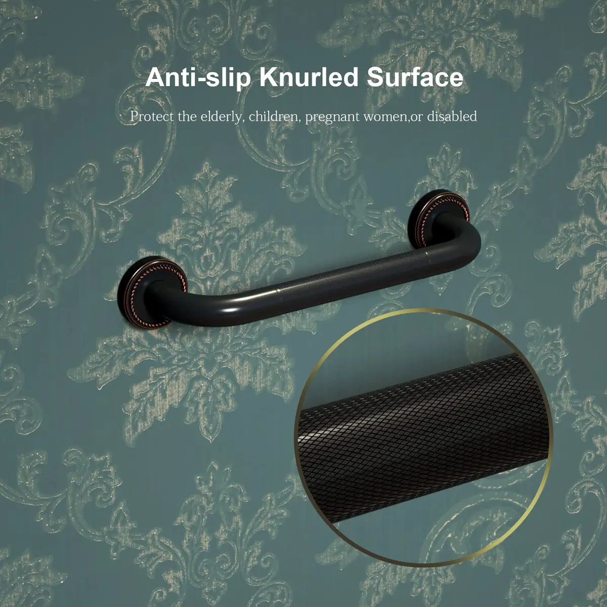ZUEXT 12 Inch Oil Rubbed Black Bronze Shower Grab Bar | Anti Slip, Support up to 500 lbs - view 4