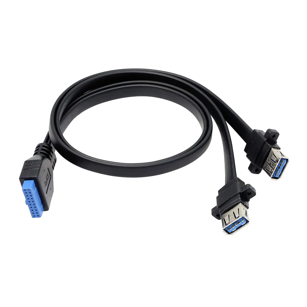 XMSJSIY USB 3.0 Front Panel Cable 19/20pin | Dual USB-A Ports for Motherboard - main product image