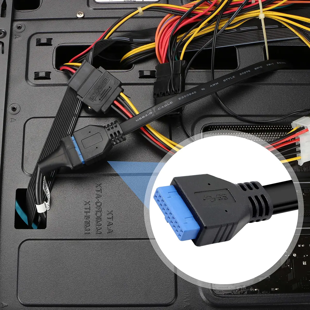 XMSJSIY USB 3.0 Front Panel Cable 19/20pin | Dual USB-A Ports for Motherboard - view 5