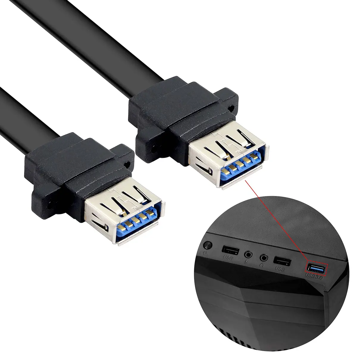 XMSJSIY USB 3.0 Front Panel Cable 19/20pin | Dual USB-A Ports for Motherboard - view 3