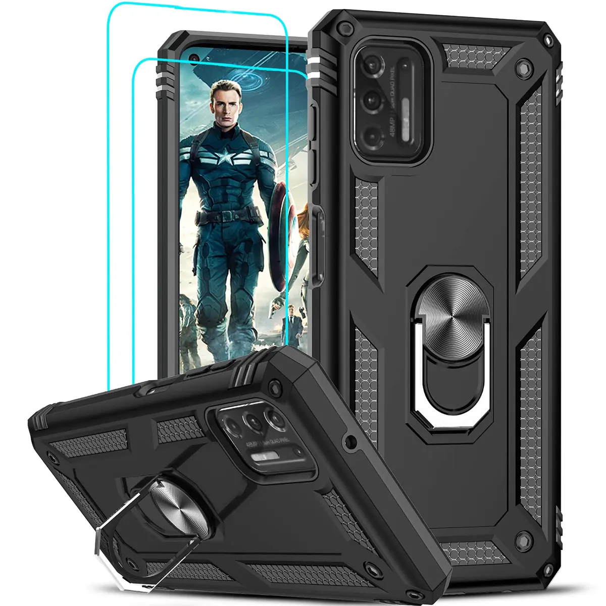 LeYi for Moto G Stylus 2021 Case 4G | Heavy Duty Shockproof & Stand Black - view 9