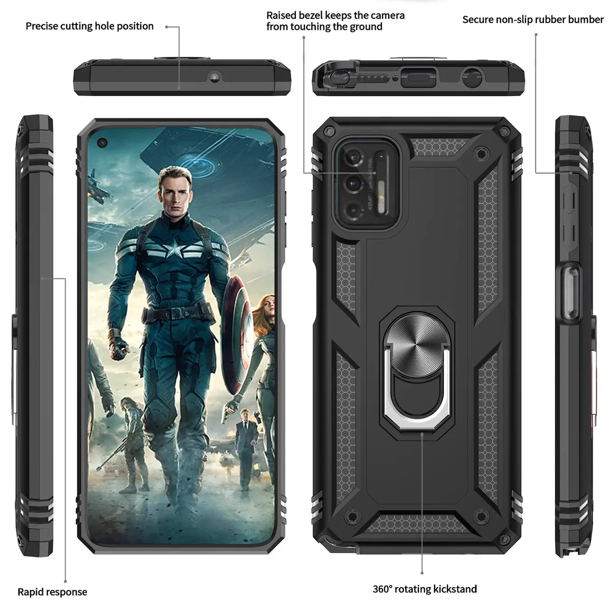 LeYi for Moto G Stylus 2021 Case 4G | Heavy Duty Shockproof & Stand Black - view 3
