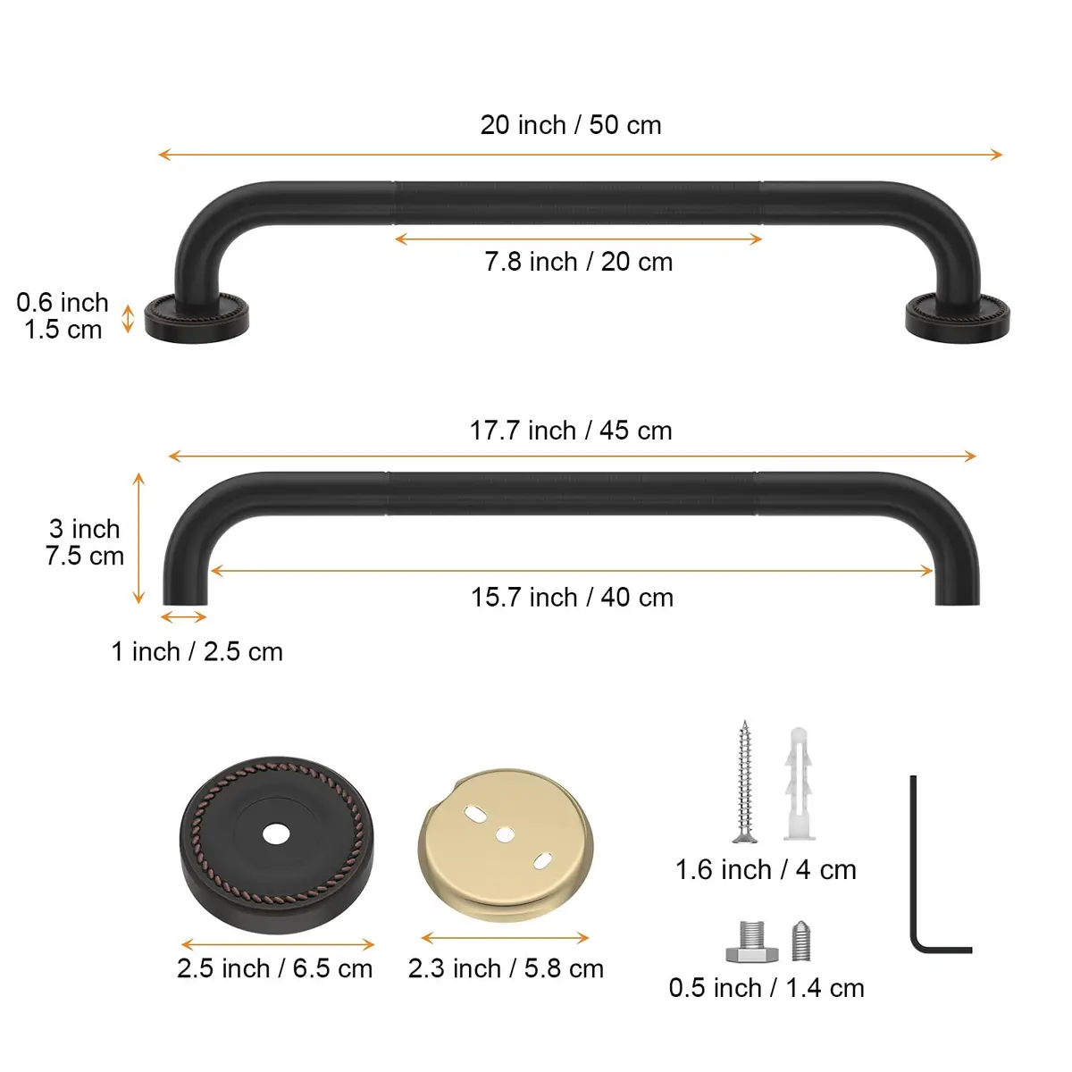 ZUEXT 20 Inch Oil Rubbed Black Bronze Shower Grab Bar | Anti Slip, 500 lbs Support - view 2