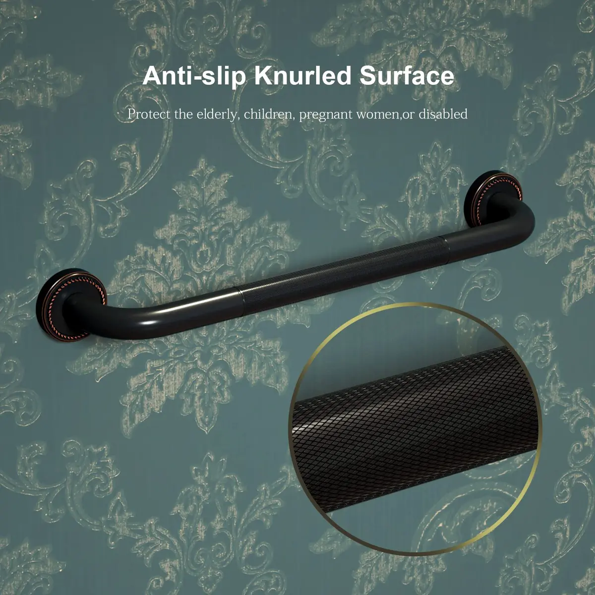 ZUEXT 20 Inch Oil Rubbed Black Bronze Shower Grab Bar | Anti Slip, 500 lbs Support - view 4
