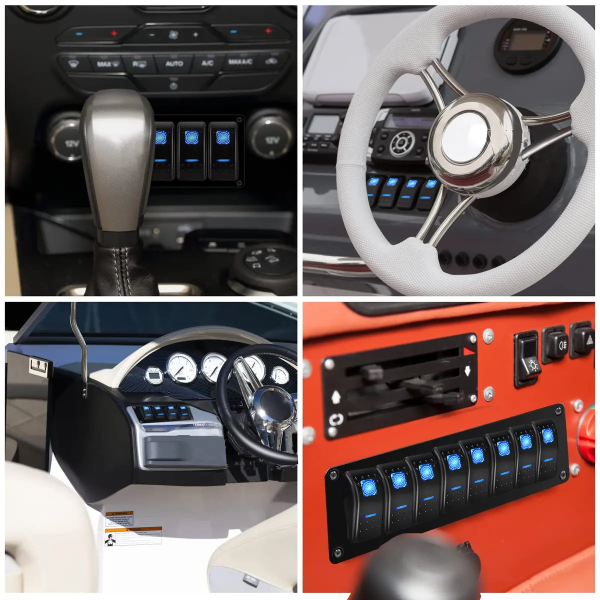 MIIGII 4 Gang Rocker Toggle Switch Panel Aluminum Housing Waterproof Vehicle Panel - view 4