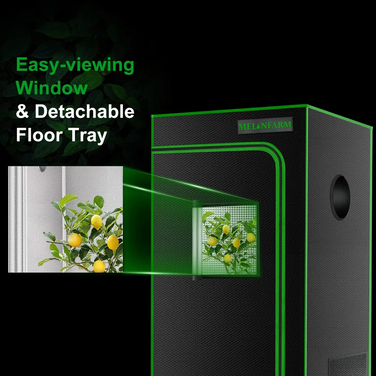 MELONFARM 2x2 Grow Tent 24"x24"x48" | High Reflective 600D Diamond Mylar for Indoor Plants - view 5