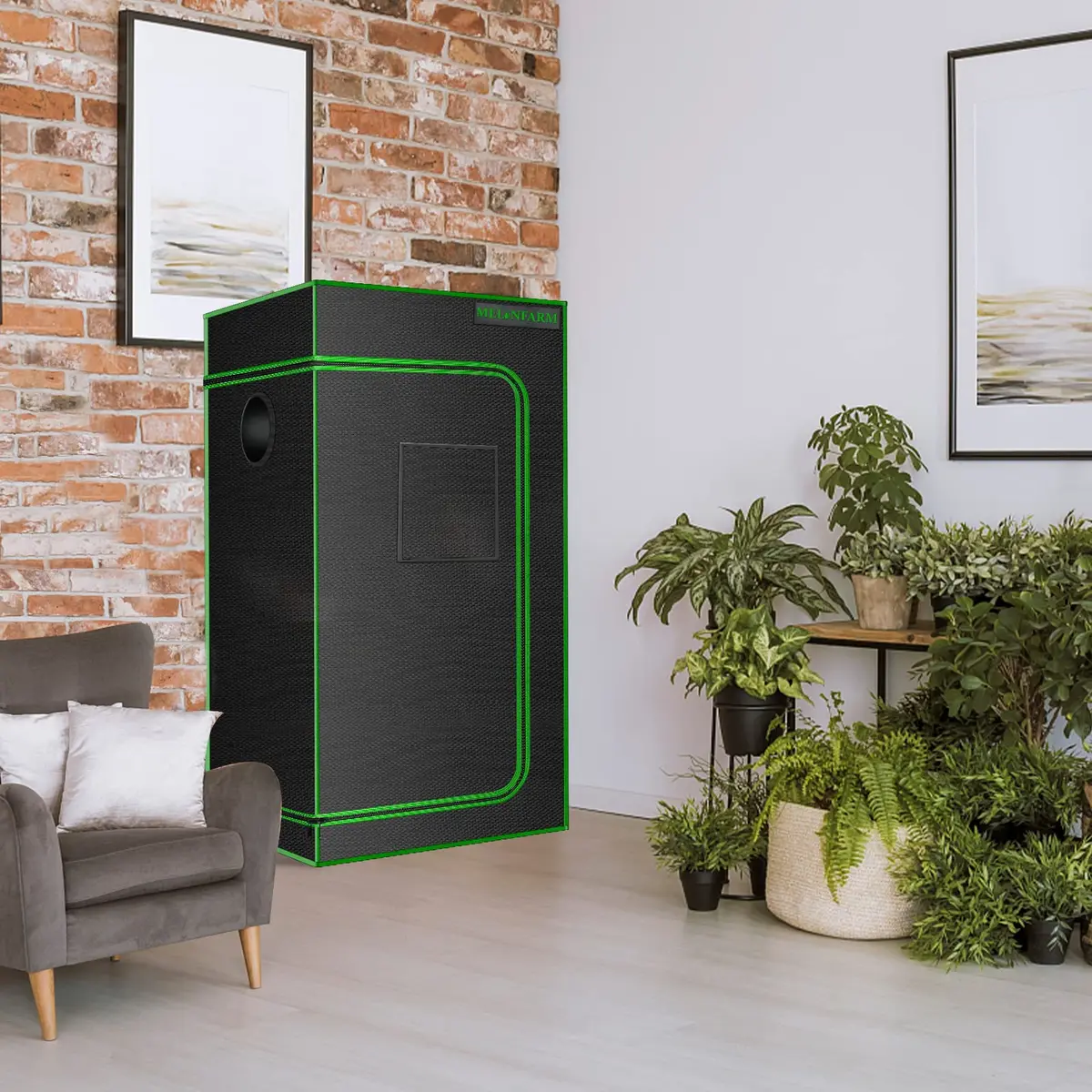 MELONFARM 2x2 Grow Tent 24"x24"x48" | High Reflective 600D Diamond Mylar for Indoor Plants - view 8