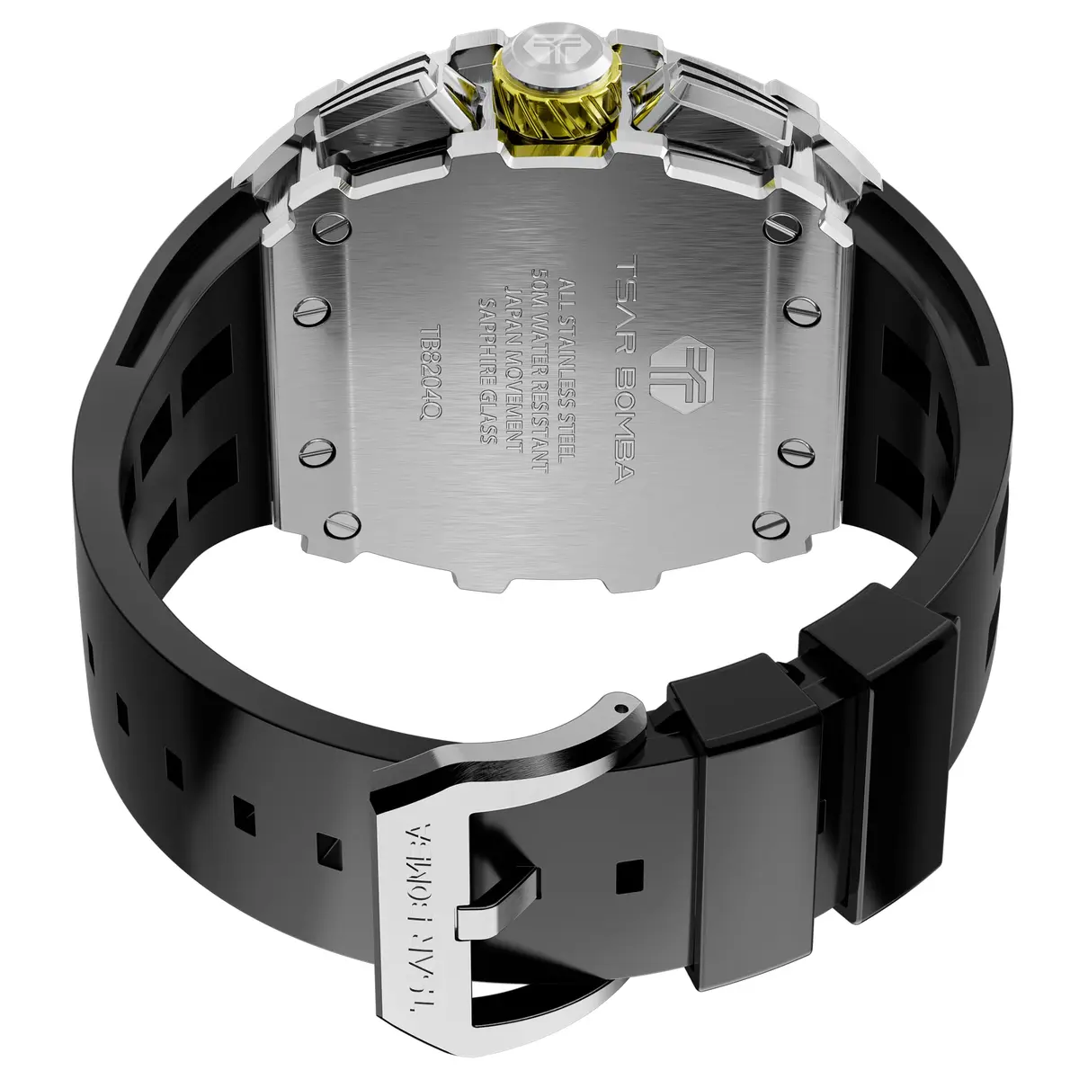 TSAR BOMBA Men's Quartz Wristwatch Waterproof 50M | Luxury Tonneau Chronograph for Men - view 3