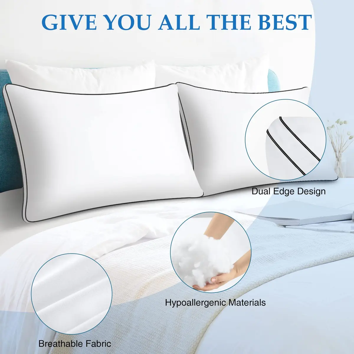 DolceLuna King Size Pillows Set of 2 | Hotel Luxury Support & Comfort - view 2