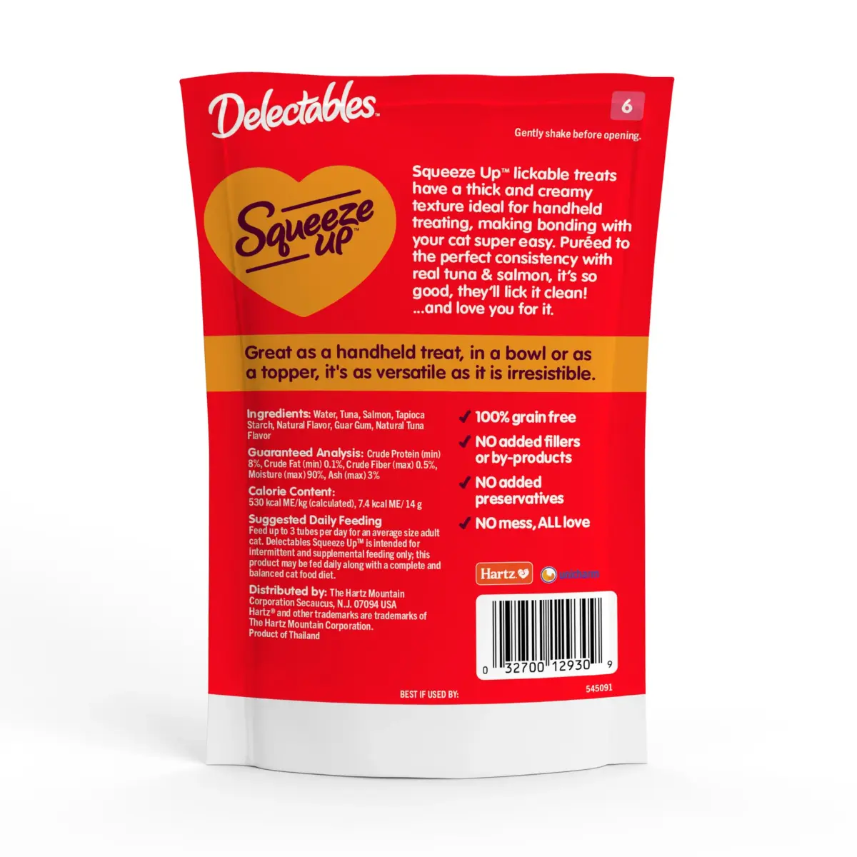Delectables Squeeze Up Tuna & Salmon Cat Treats 16 oz (454 g) | Hydrating Lickable Purée for Cats - view 6