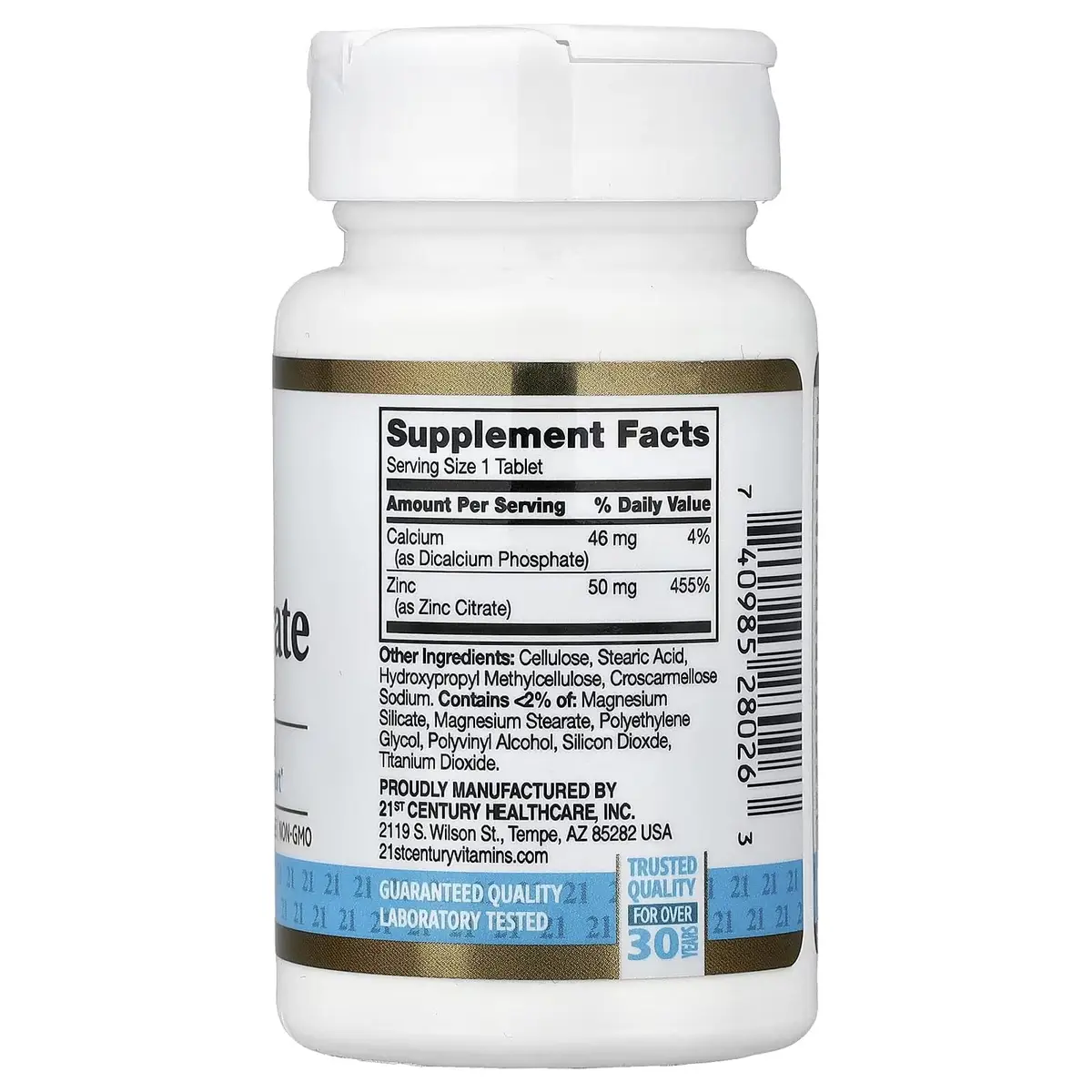 21st Century Zinc Citrate 50mg Tablets | Immune & Antioxidant Support, 360ct, Gluten Free, Non-GMO - view 2