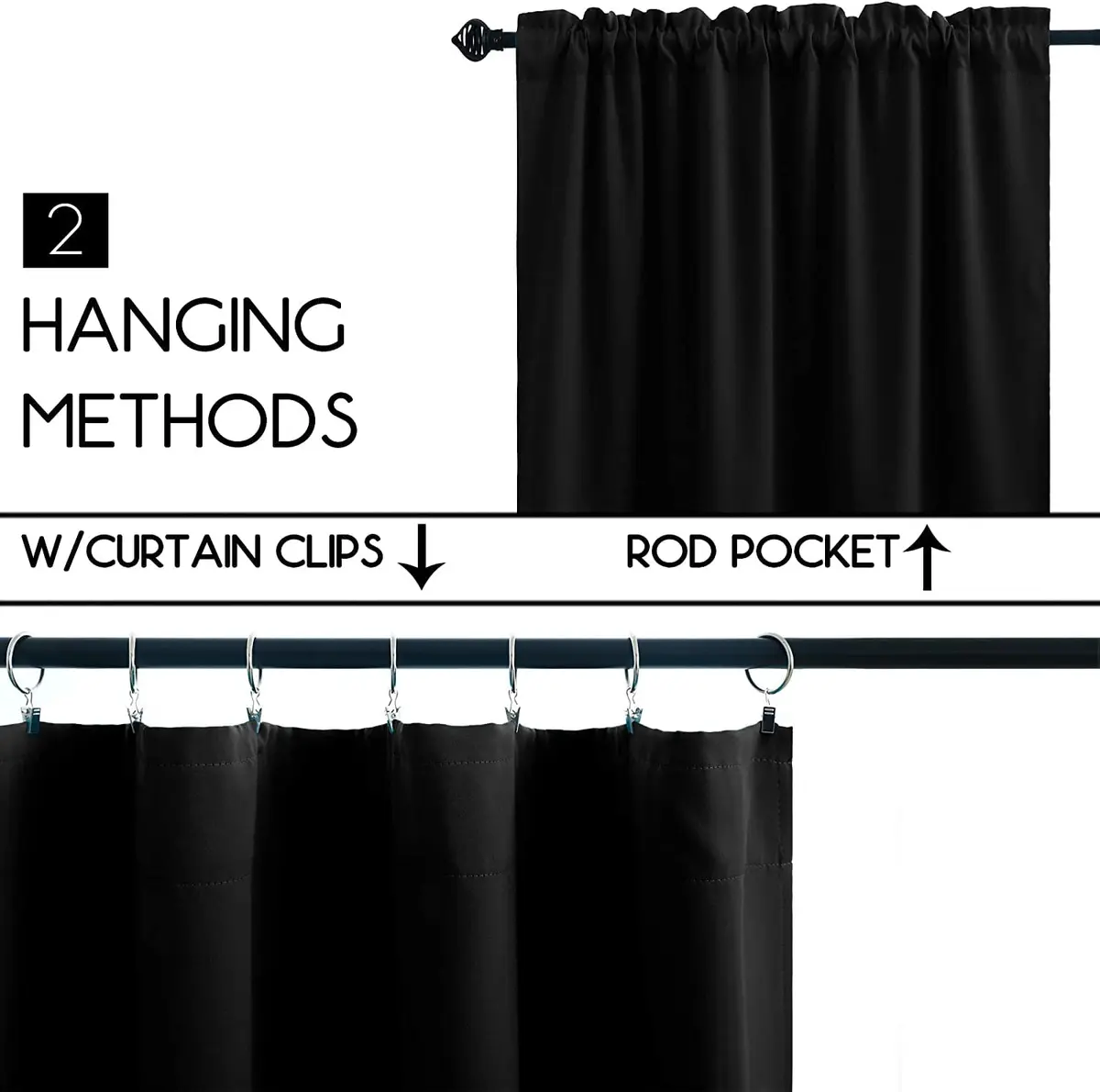 Pickluc Black Curtain 30"W x 24"L | Blackout, Sound & Heat Insulation (70-120 chars) - view 3