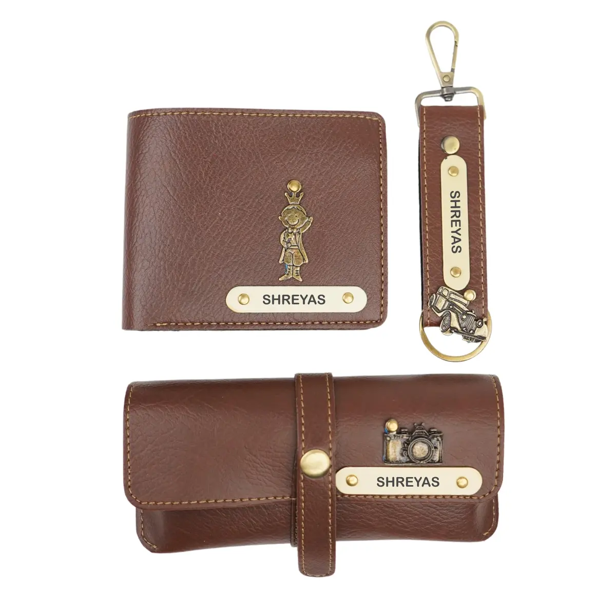 Your Gift Studio Faux Leather Wallet, Eyewear Case & Keychain Combo for Men | Brown, One Size - main product image