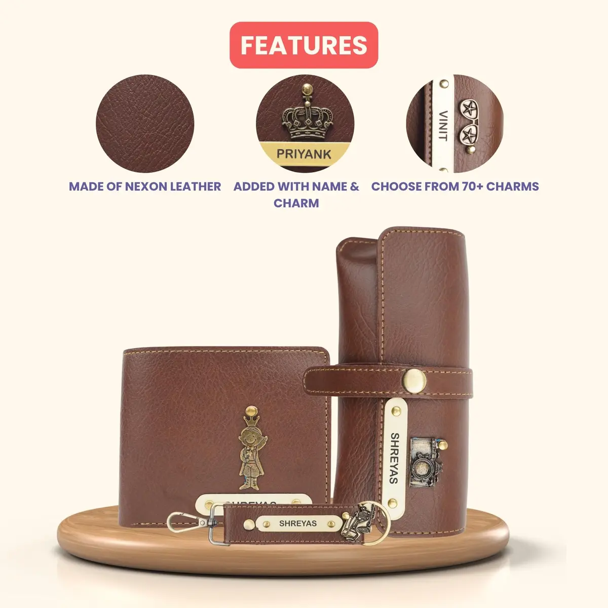 Your Gift Studio Faux Leather Wallet, Eyewear Case & Keychain Combo for Men | Brown, One Size - view 5