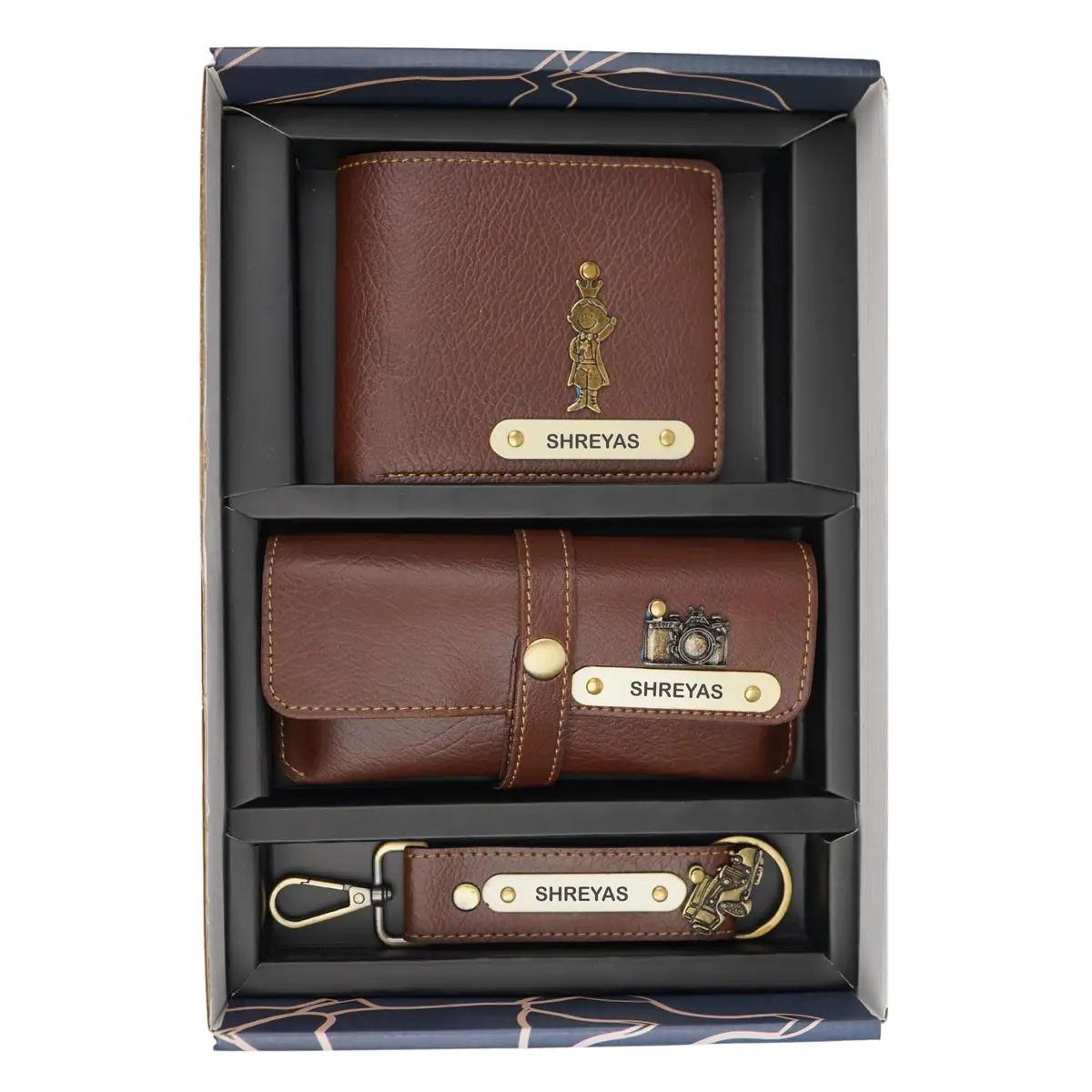 Your Gift Studio Faux Leather Wallet, Eyewear Case & Keychain Combo for Men | Brown, One Size - view 8