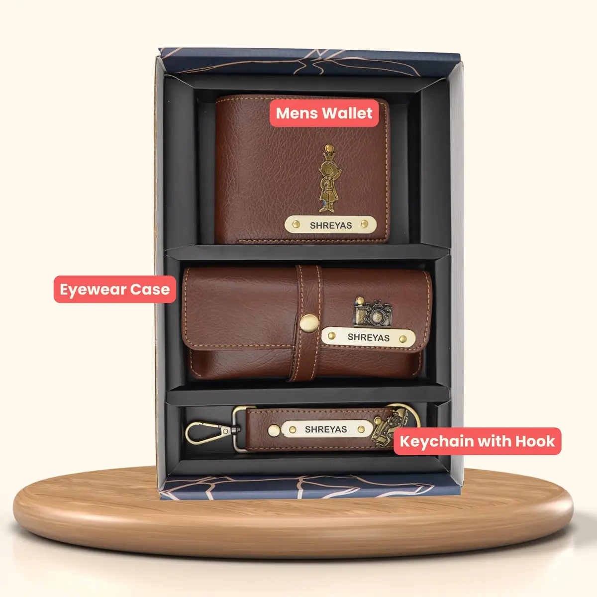 Your Gift Studio Faux Leather Wallet, Eyewear Case & Keychain Combo for Men | Brown, One Size - view 2