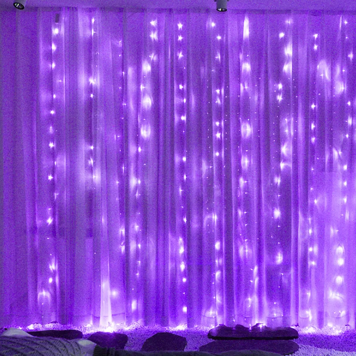 HOME LIGHTING Window Curtain String Lights, 300 LED Purple | 8 Modes, USB Powered, Indoor & Outdoor (70-120c) - view 5