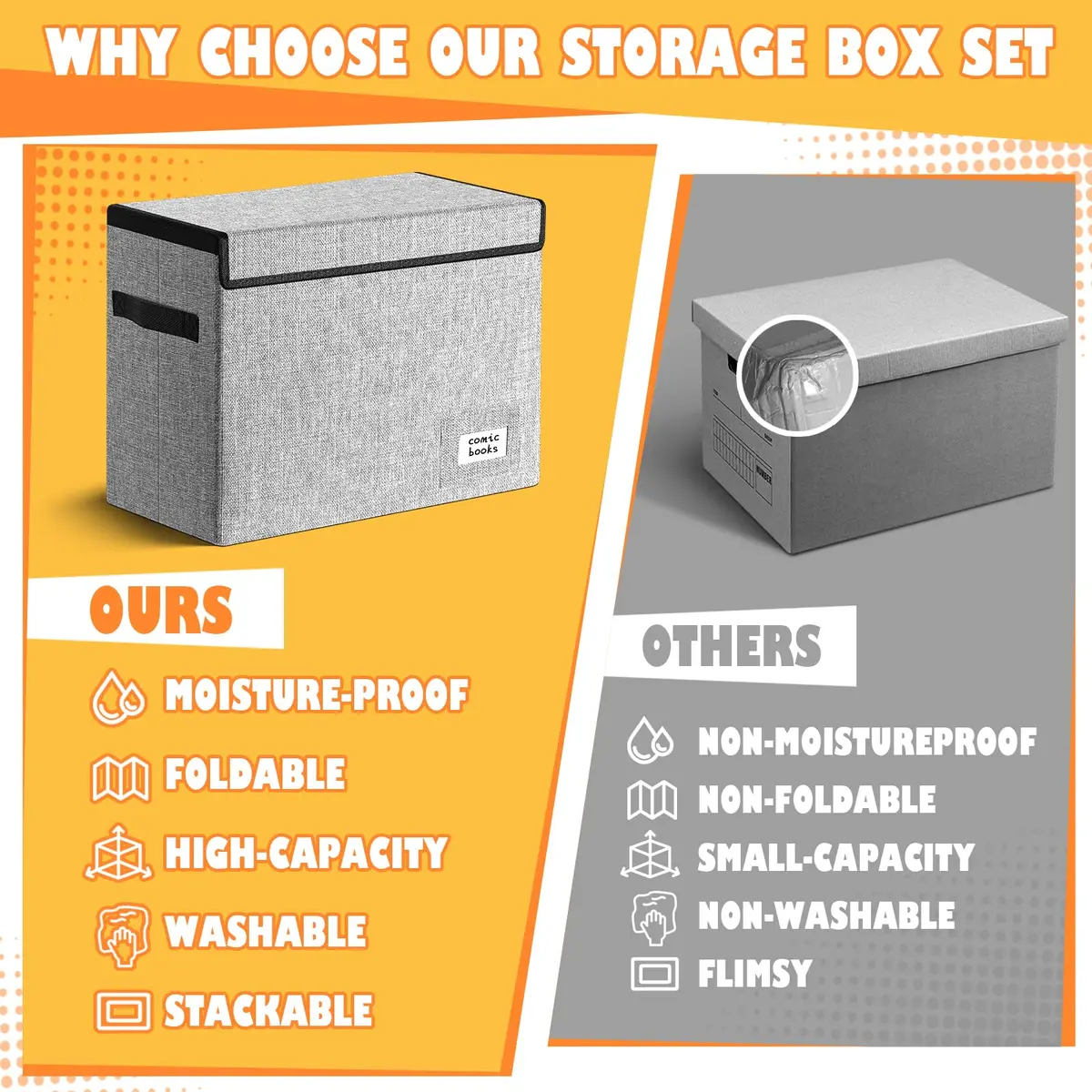 Leffis 2 Pack Comic Book Storage 15.5" x 7.5" x 11.3" | Holds 150 Comics Heavy Duty - view 5