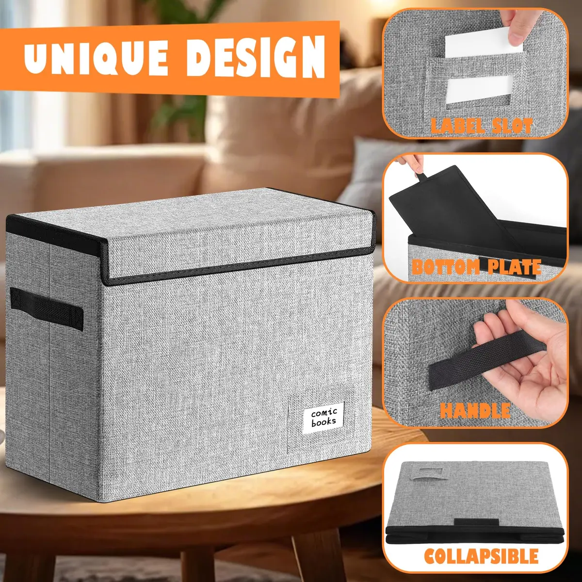 Leffis 2 Pack Comic Book Storage 15.5" x 7.5" x 11.3" | Holds 150 Comics Heavy Duty - view 6