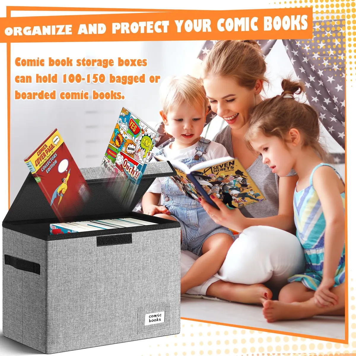 Leffis 2 Pack Comic Book Storage 15.5" x 7.5" x 11.3" | Holds 150 Comics Heavy Duty - view 3
