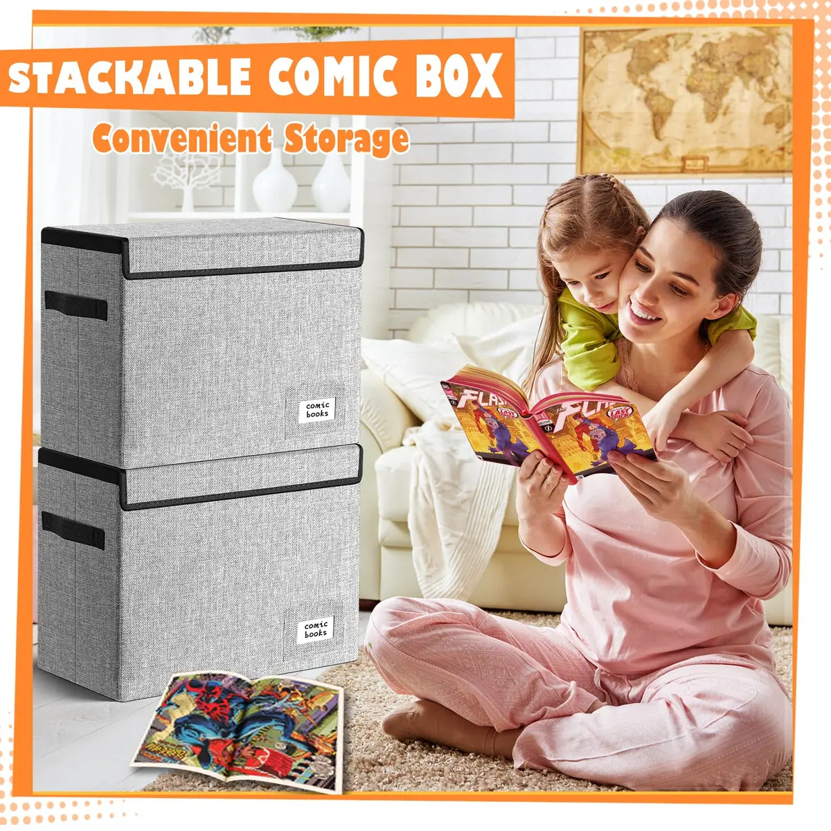 Leffis 2 Pack Comic Book Storage 15.5" x 7.5" x 11.3" | Holds 150 Comics Heavy Duty - view 4