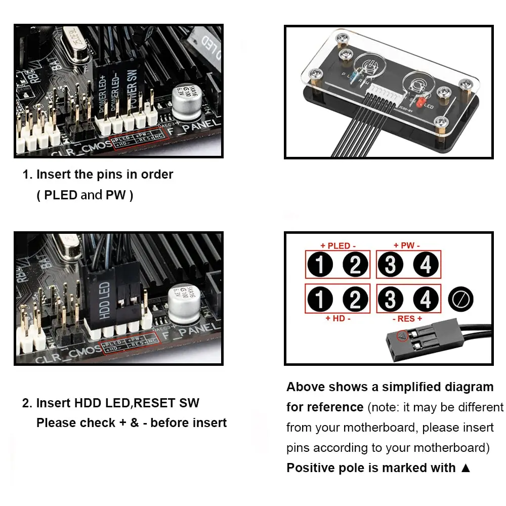 OwlTree External PC Power Button - Motherboard Switch - On/Off Power Supply (8x4x1.6cm) - view 4