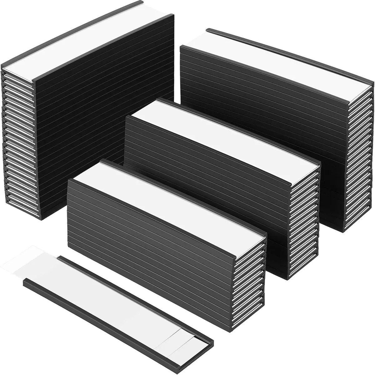 Outus 100 Pcs Magnetic Label Holders for Metal Racks & Shelves | Reusable, Durable, Easy Labeling (70-120 chars) - main product image