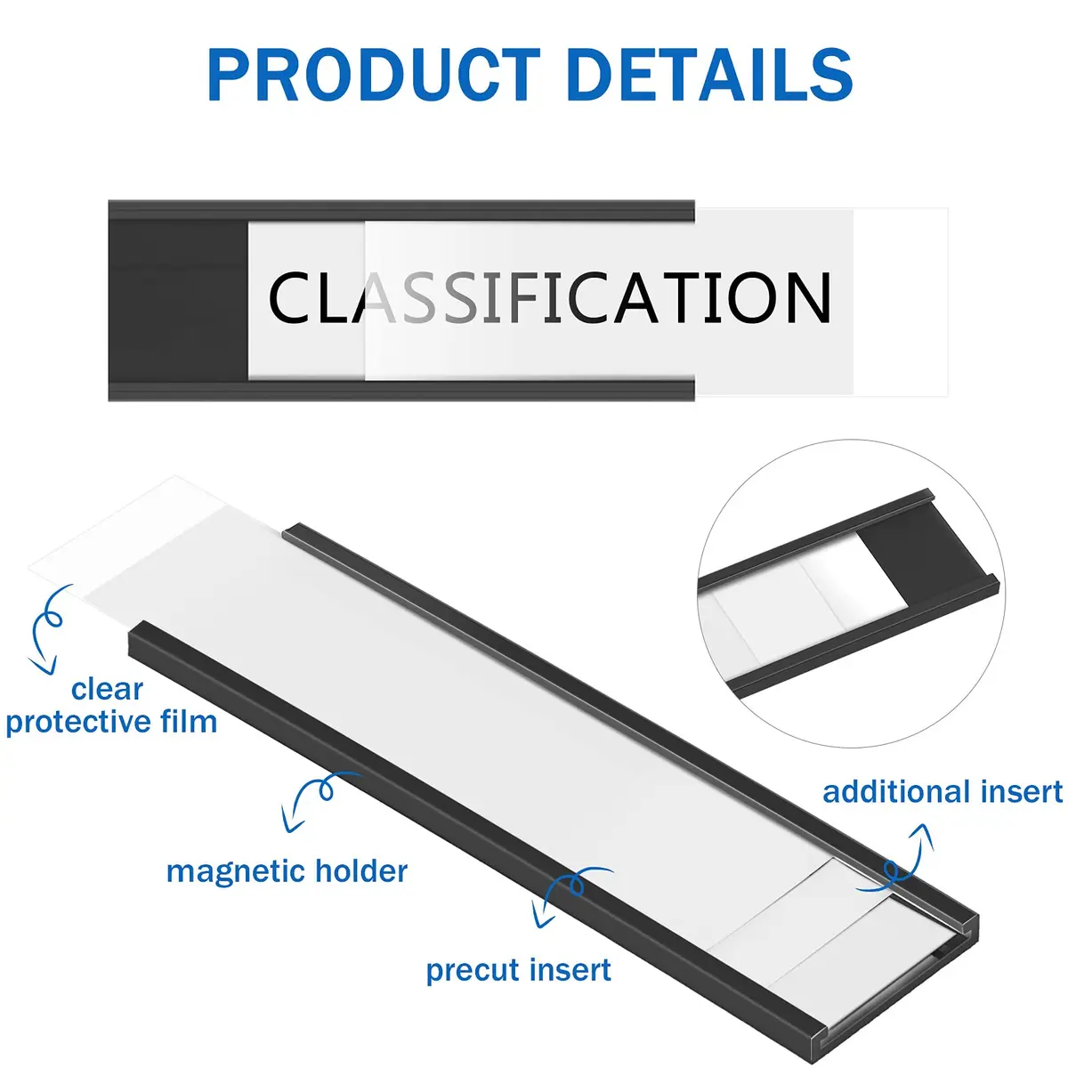 Outus 100 Pcs Magnetic Label Holders for Metal Racks & Shelves | Reusable, Durable, Easy Labeling (70-120 chars) - view 3