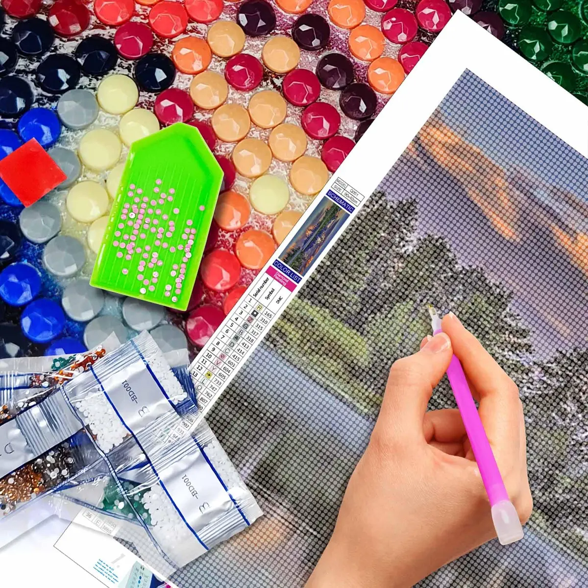 JATOK Diamond Painting Kit for Adults, Mount Moran at Dusk, 90x40cm (35.5x15.7 in) | Full Round Drill HD Canvas - view 3