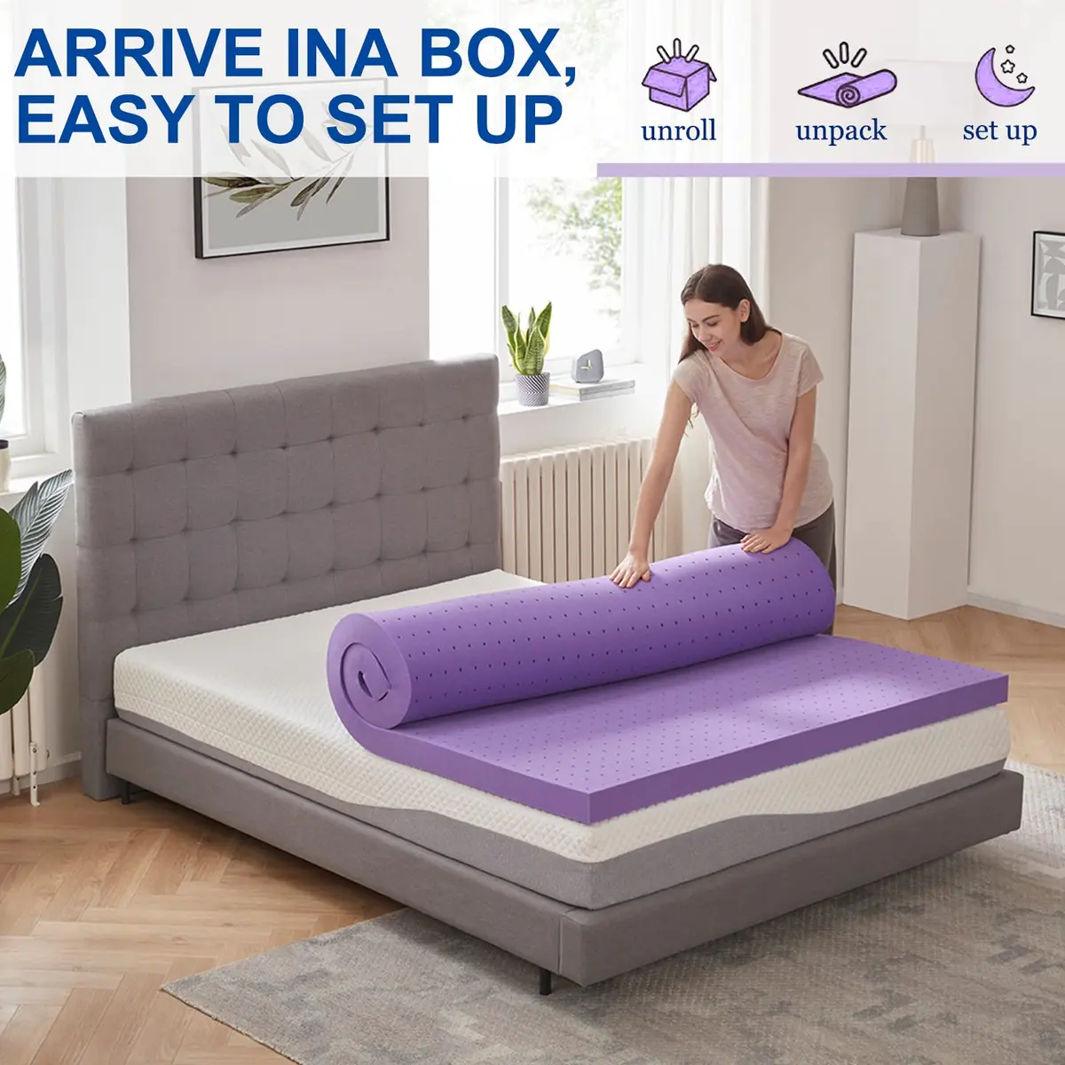 SINWEEK 3 Inch Gel Memory Foam Mattress Topper | Ventilated, CertiPUR-US Certified, Full Size - view 5