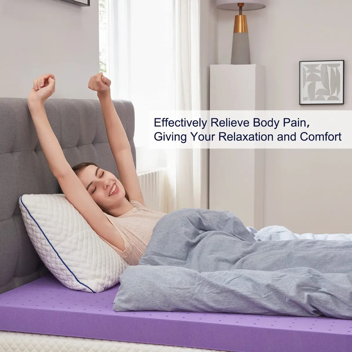 SINWEEK 3 Inch Gel Memory Foam Mattress Topper | Ventilated, CertiPUR-US Certified, Full Size - view 6