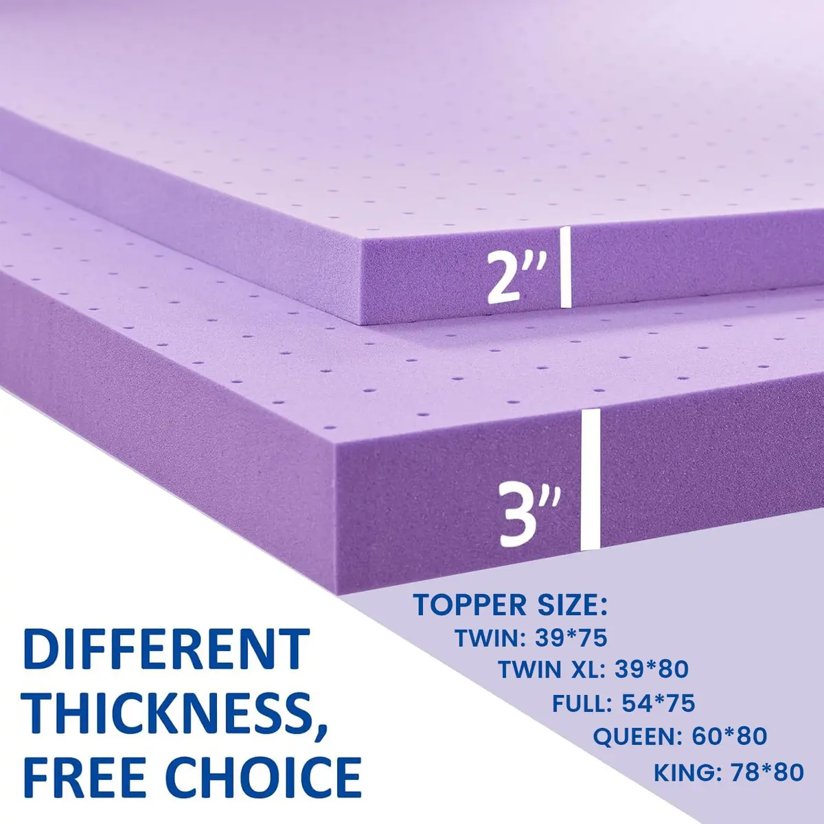 SINWEEK 3 Inch Gel Memory Foam Mattress Topper | Ventilated, CertiPUR-US Certified, Full Size - view 7