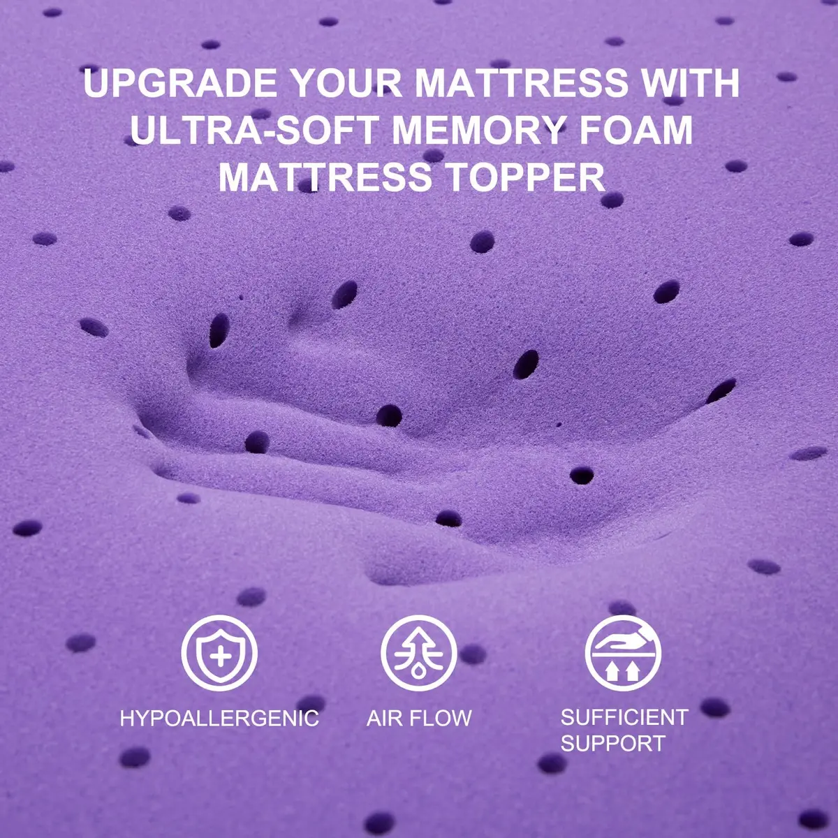 SINWEEK 3 Inch Gel Memory Foam Mattress Topper | Ventilated, CertiPUR-US Certified, Full Size - view 2