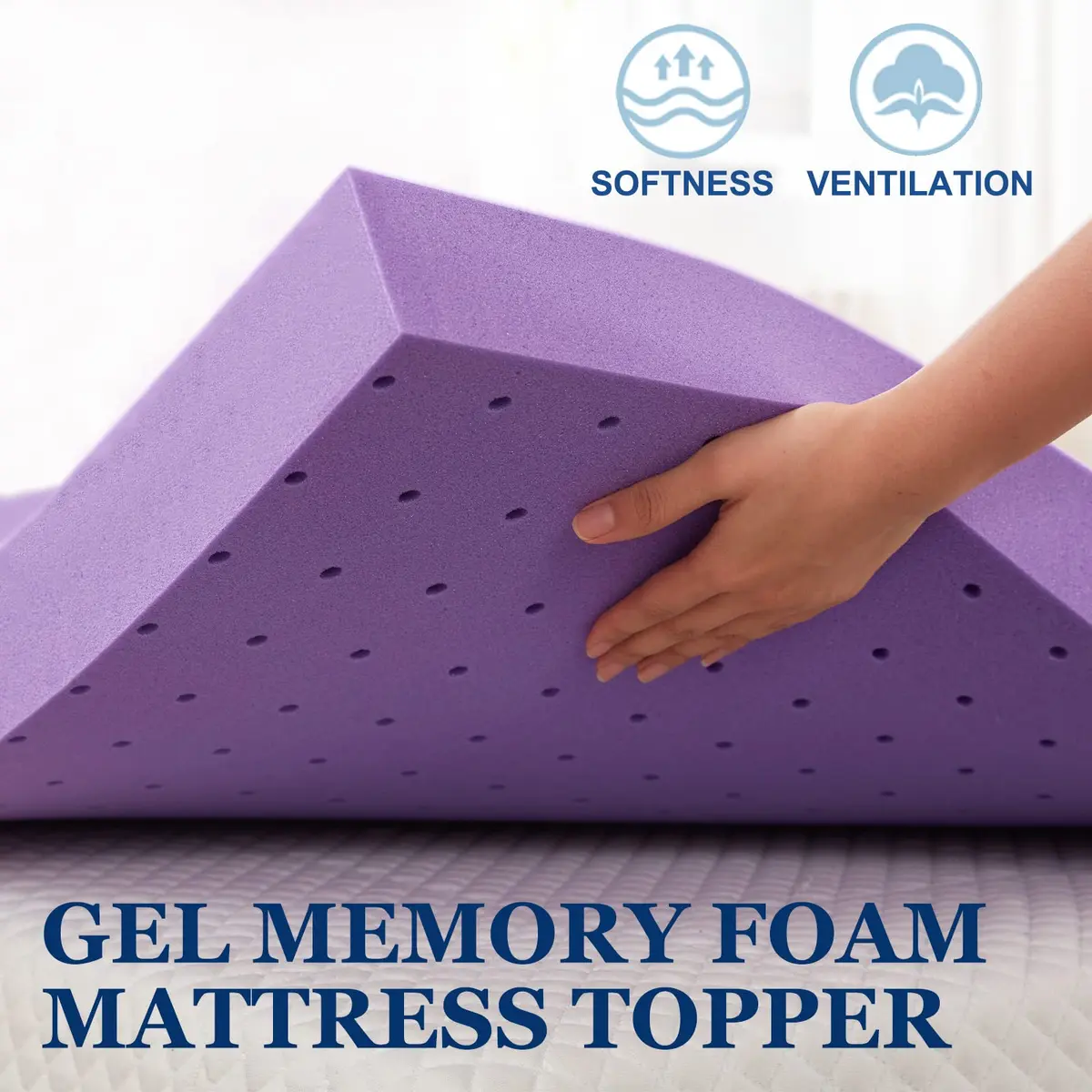 SINWEEK 3 Inch Gel Memory Foam Mattress Topper | Ventilated, CertiPUR-US Certified, Full Size - view 3