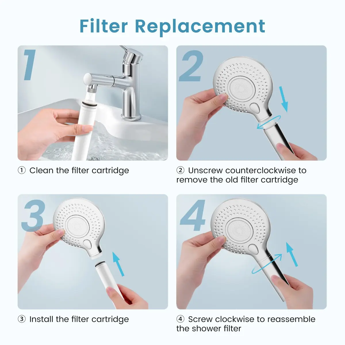 FEELSO Shower Filter for Handheld Shower Head | 2 PCS Replacement Filters for Hard Water & Chlorine - view 7