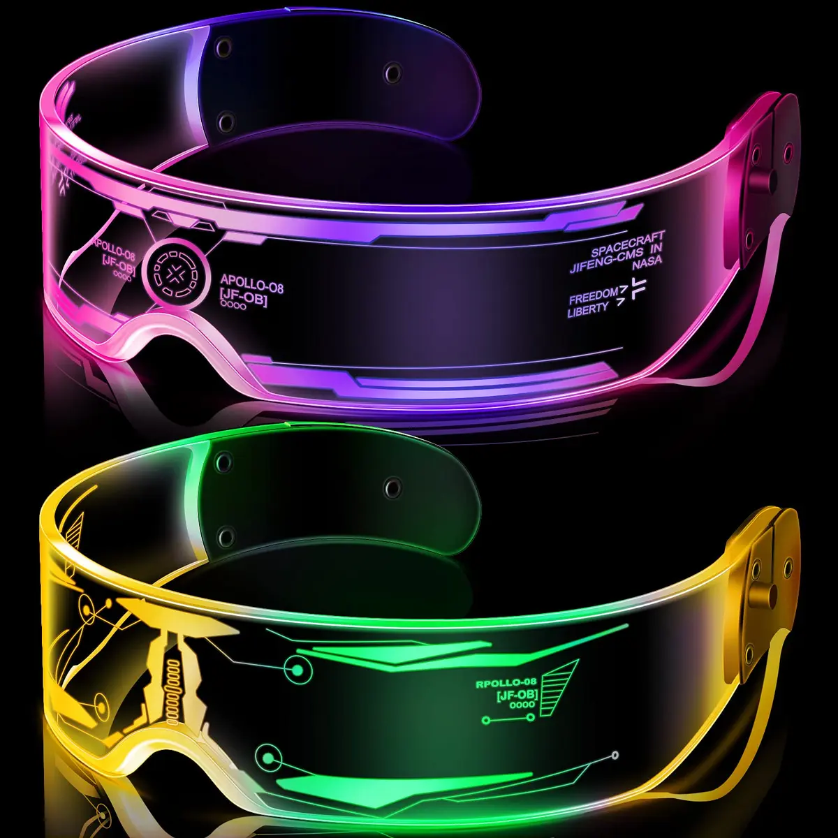 TOODOO LED Visor Glasses 7 Colors | Light Up Punk Accessories for Rave Party - main product image