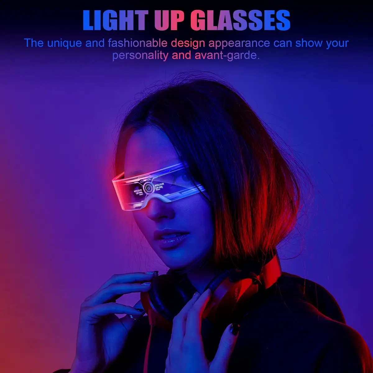 TOODOO LED Visor Glasses 7 Colors | Light Up Punk Accessories for Rave Party - view 6