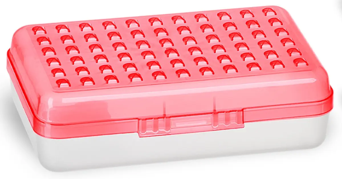 Enday Red Plastic Pencil Box with Small Dots Design, 22 cm (8.75" x 5.25" x 2.5") | Stackable Organizer for Students & Adults - main product image