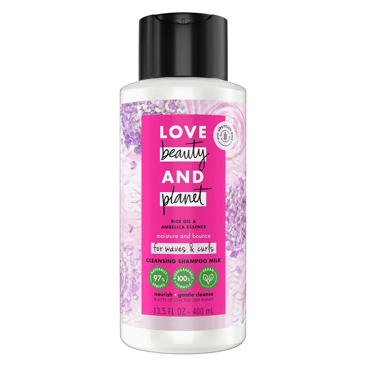 Love Beauty and Planet Rice Oil & Angelica Essence Shampoo Milk for Waves & Curls 13.5 oz | Biodegradable & Sulfate-Free - main product image