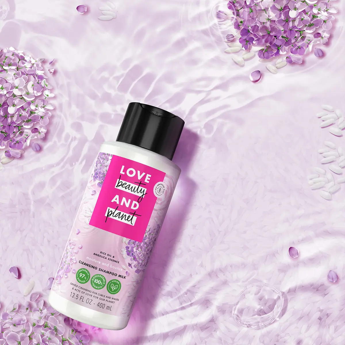 Love Beauty and Planet Rice Oil & Angelica Essence Shampoo Milk for Waves & Curls 13.5 oz | Biodegradable & Sulfate-Free - view 6