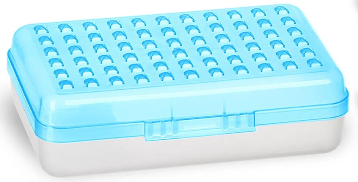 Enday Stackable Pencil Box Blue, Plastic Small Dots Pencil Case 20.9cm (8.25") | Organizer with Snap Closure for Kids & Adults - main product image