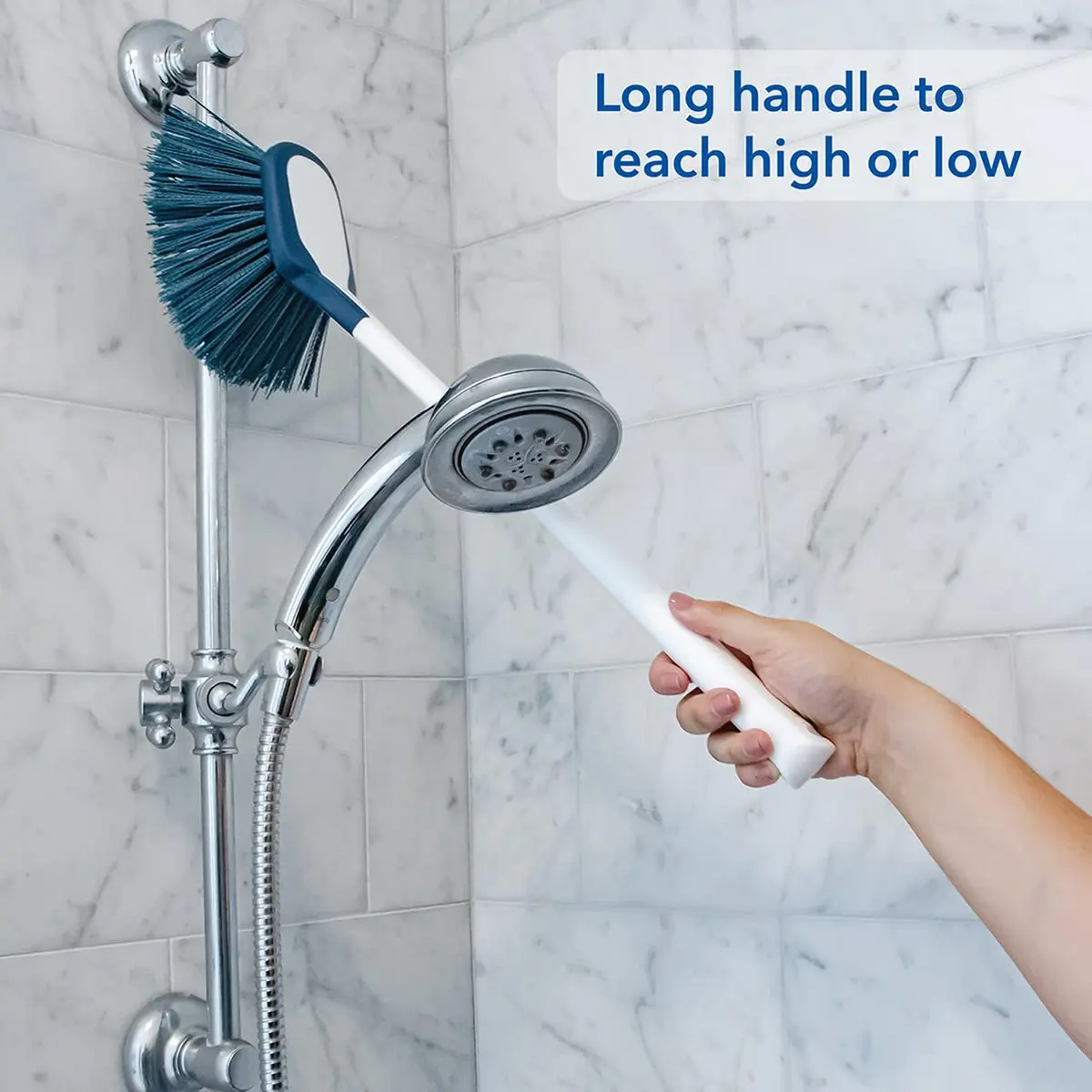 Unger EZ Reach Shower Tub and Tile Scrub Brush 1 Count | Non-Scratch Bathroom Cleaning Tool - view 2
