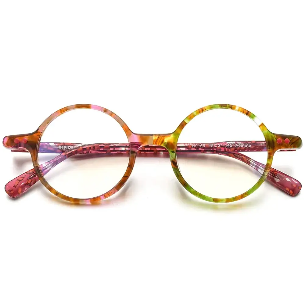 HEPIDEM Vintage Round Optical Glasses Frame 46mm (1.81in) | Unisex Acetate Full Rim - view 4