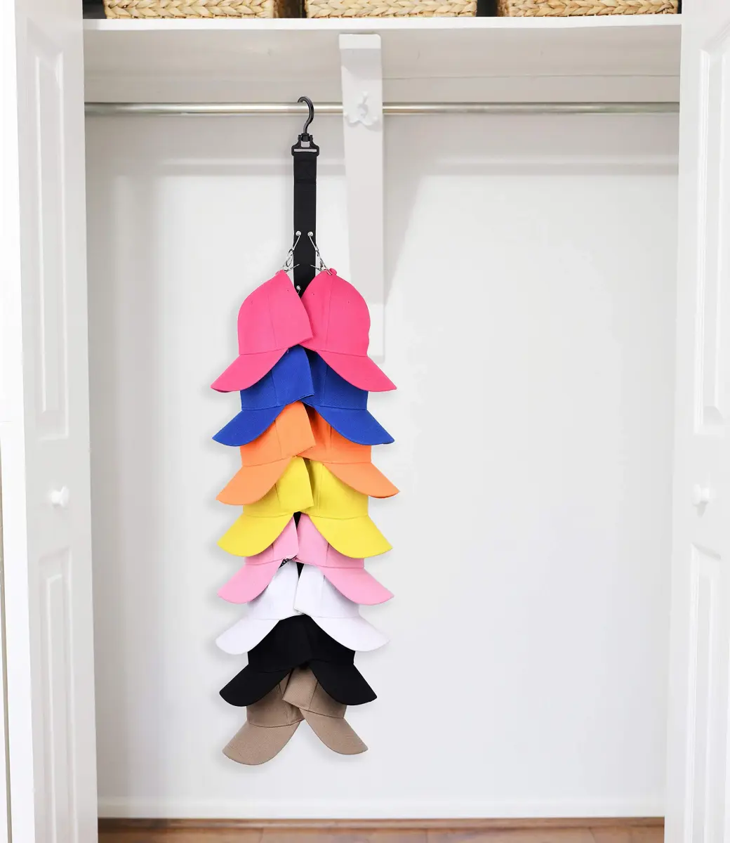 LEVOSHUA Hanging Cap Organizer 16 Baseball Cap Rack Holder | Stores 16 Hats - view 6