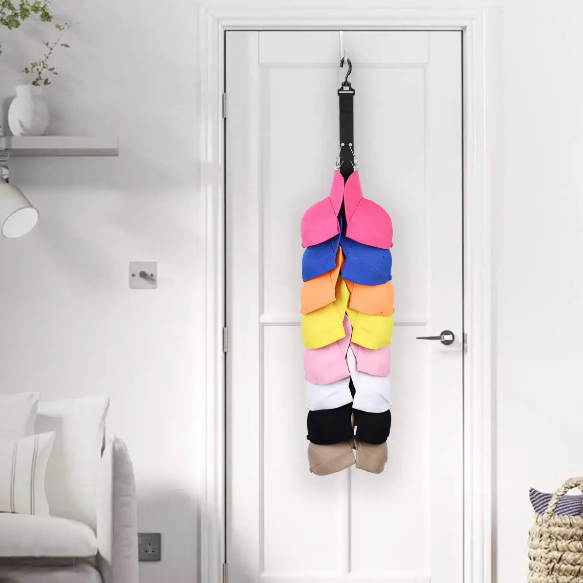 LEVOSHUA Hanging Cap Organizer 16 Baseball Cap Rack Holder | Stores 16 Hats - view 7