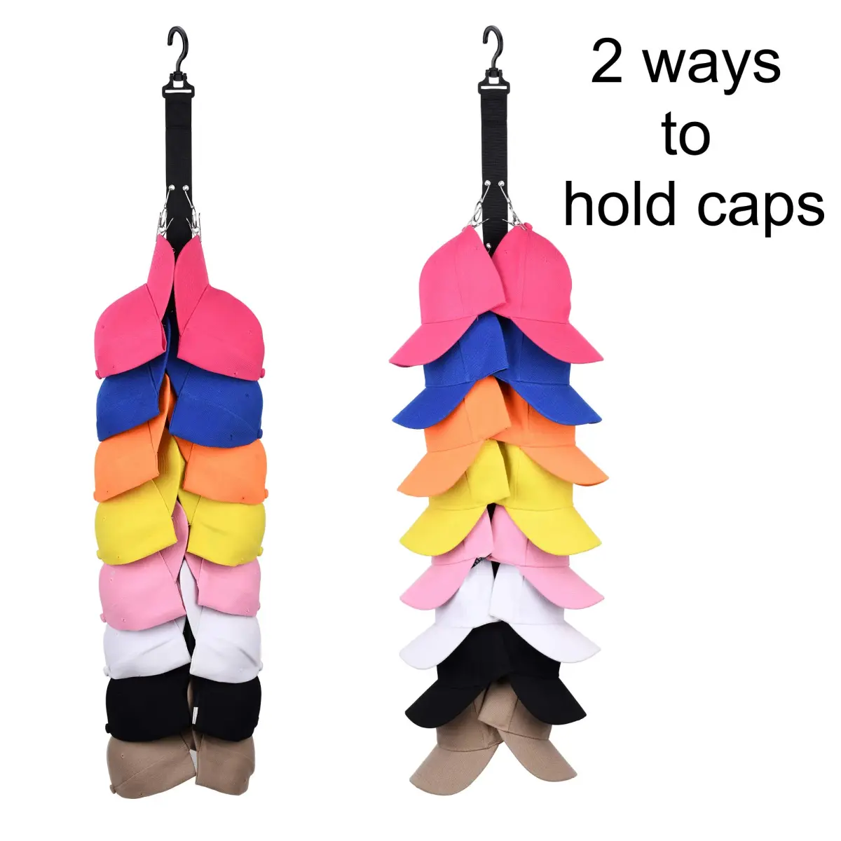 LEVOSHUA Hanging Cap Organizer 16 Baseball Cap Rack Holder | Stores 16 Hats - view 3